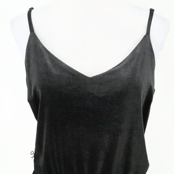 Sanctuary Jumpsuit Womens XL Black Velour Stretch Knit Pockets Strappy New - Picture 8 of 15